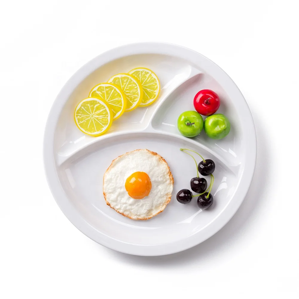 Factory Direct Wholesale Deepen  Rounder Melamine Plastic Baby 3 Divided Party Food Lunch Plates