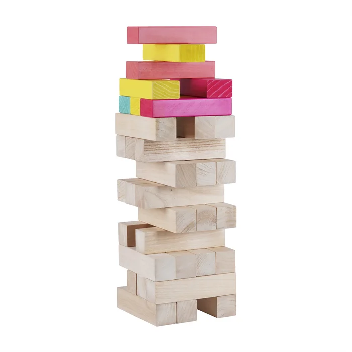 Colorful wooden tumbling tower blocks family game giant tumbling tower timber toy wooden building block toy