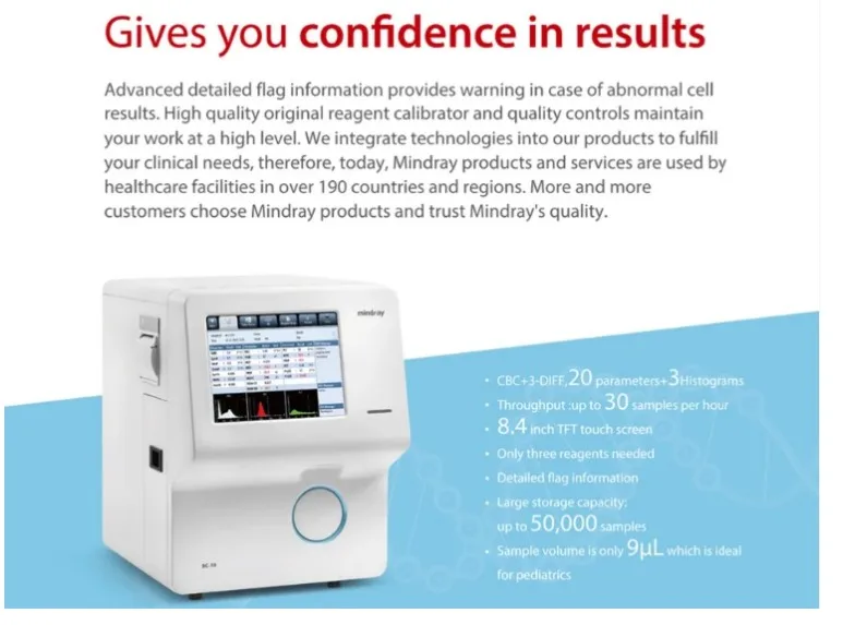 Mindray BC10 CBC+3-DIFF Blood Cell Counter 3-part Automatic Hematology Analyzer Mindray BC20S BC10