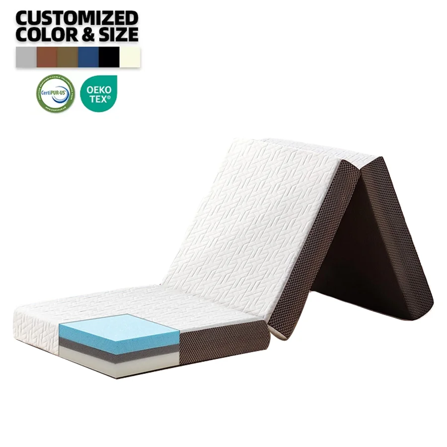 Korean Hot Sale Memory Foam Foldable Mattress Bed Cooling custom Size Floor Foldable Memory Foam Mattress for Sleeping