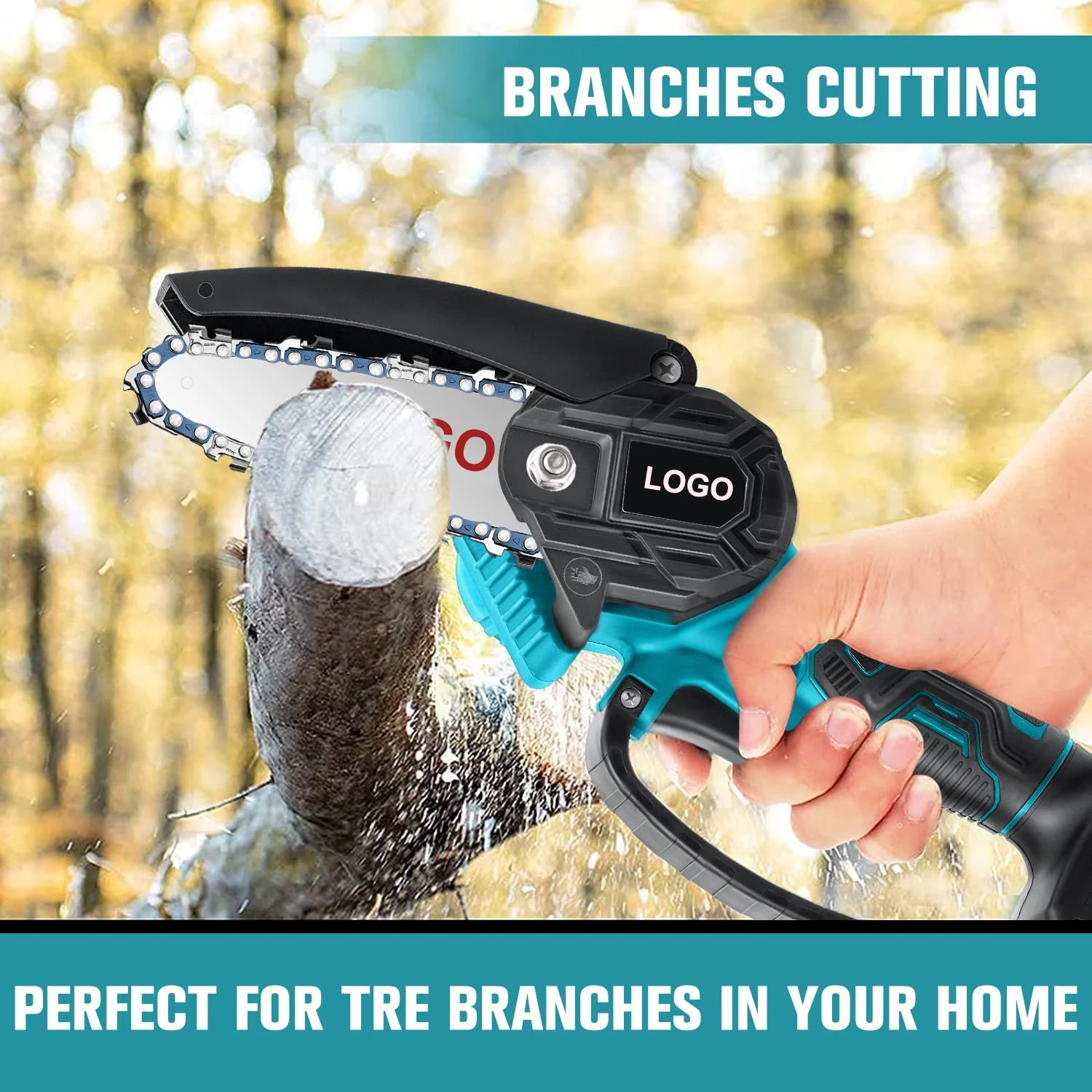 Mini Chainsaw 4-Inch with 1/2 Battery Cordless power chain saws with Security Lock Handheld Small Chainsaw for Wood Cutting Tree