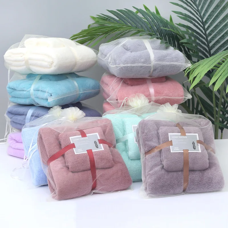 Wholesale Microfiber 2pcs Set Bath Custom Blank Microfiber Coral Fleece Spa Wrap Face Towel and Bath Towels