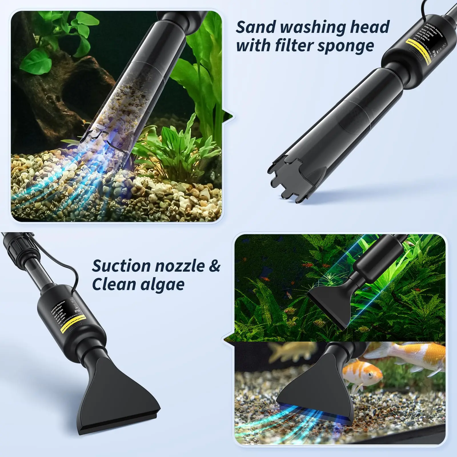 ZMaker New Electric Fish Tank Cleaner Adjustable Water Flow Aquarium Cleaner Kit Aquarium Gravel Cleaner