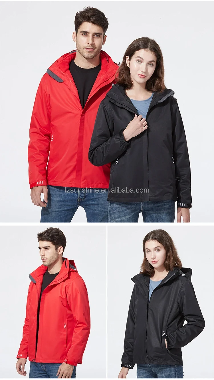 customize unisex 3 in 1 waterproof hooded china wholesale jacket womens and man