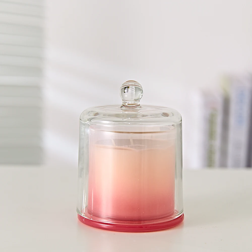 Trend color 7oz armor lock   Sense of luxury  candle jars gradient ramp for  with glass lids  wholesale