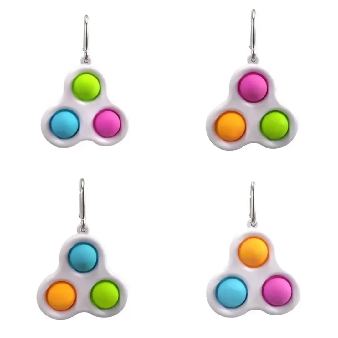 
3 Pop Pop Keychain Simple Dimp Stress Relief Key Ring fidget Hand Toys Handheld Mini Fidget Toy 