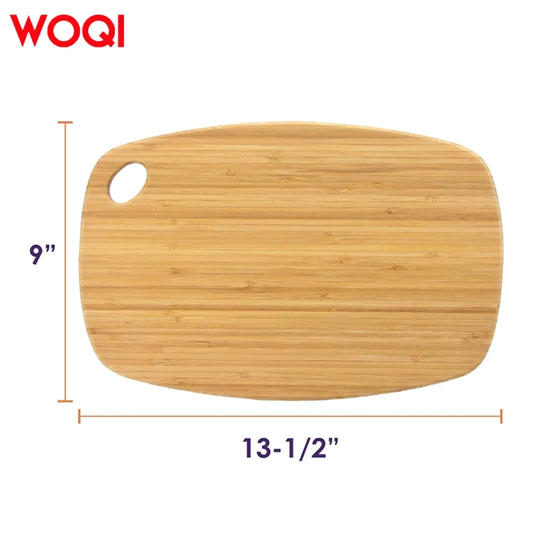 WOQI non-slip wood Bamboo Cutting Board Dishwasher Safe Kitchen Chopping Block For Meat and Bread Food Small Serving Tray