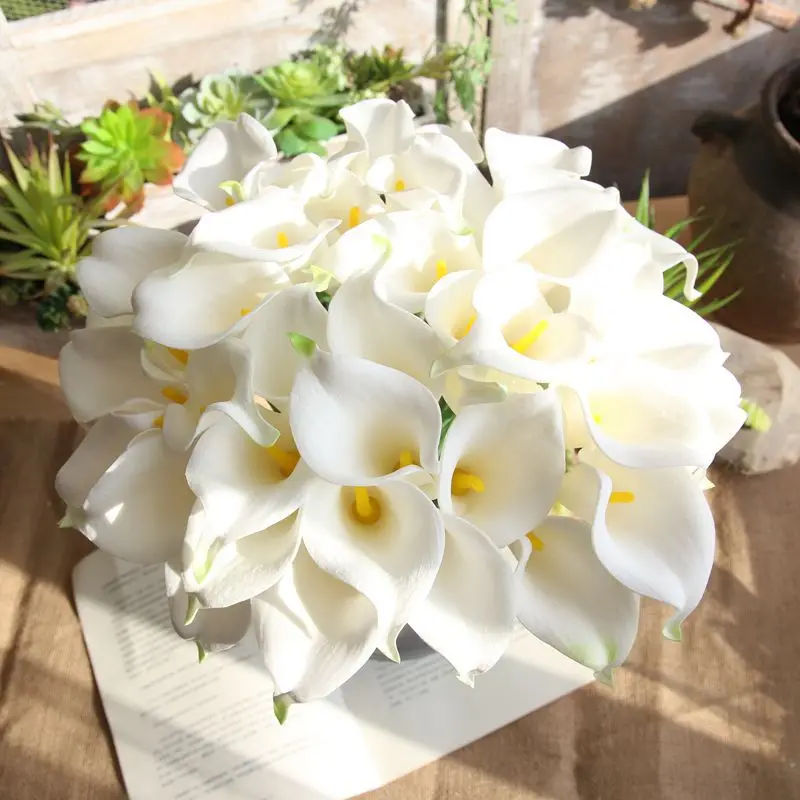 Natural Looking Real Touch Flowers Pu Mini Calla Lily Bridal Wedding Flower For Home Party Decor