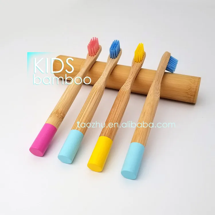 Custom Logo Personal Label Children and Adult Round Bamboo Toothbrush with Bamboo Tube Case