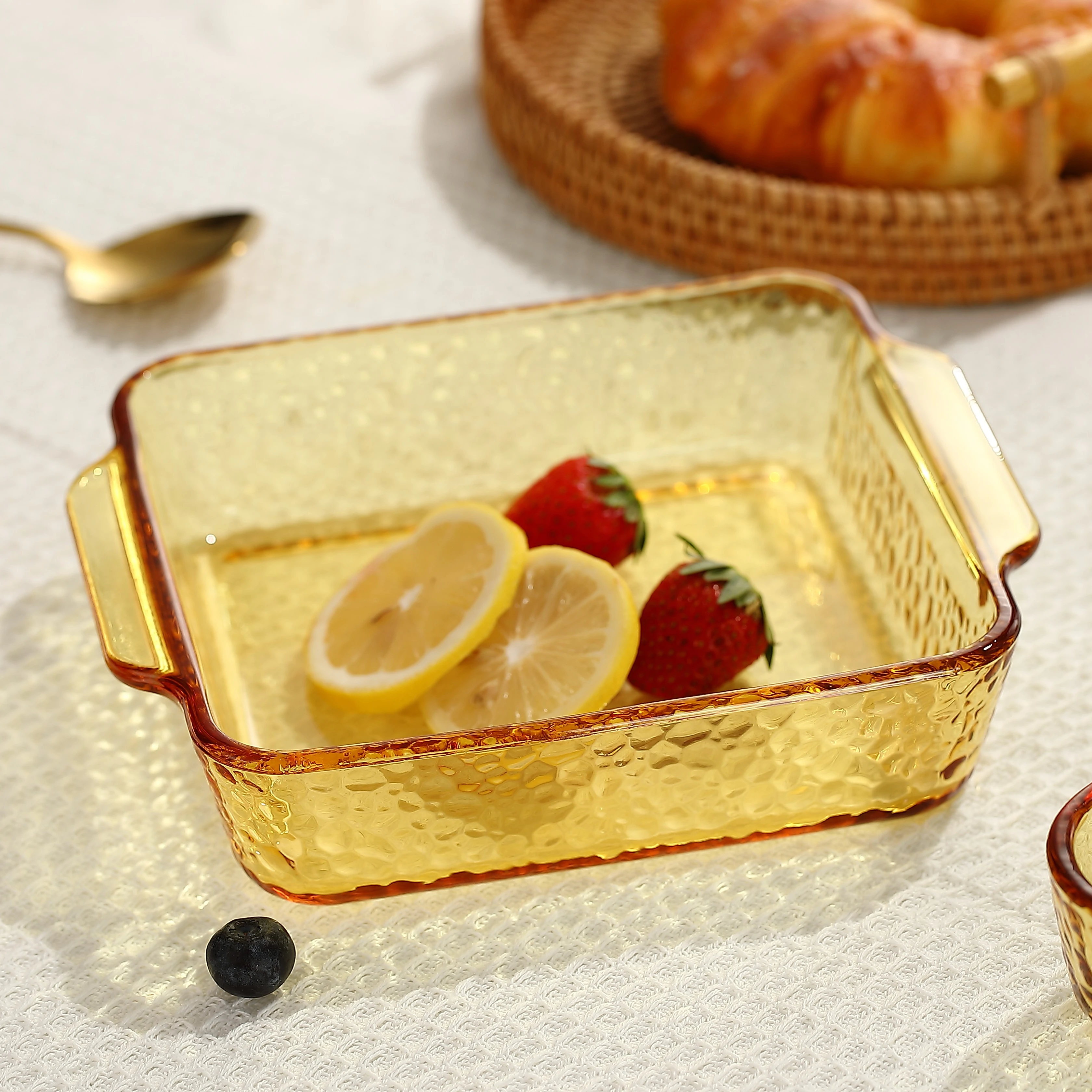 830ml Colorful Classic Glass Charger Plate Square Amber with round Dining Dishes for Parties or Hotels Soup and Dinner Plates
