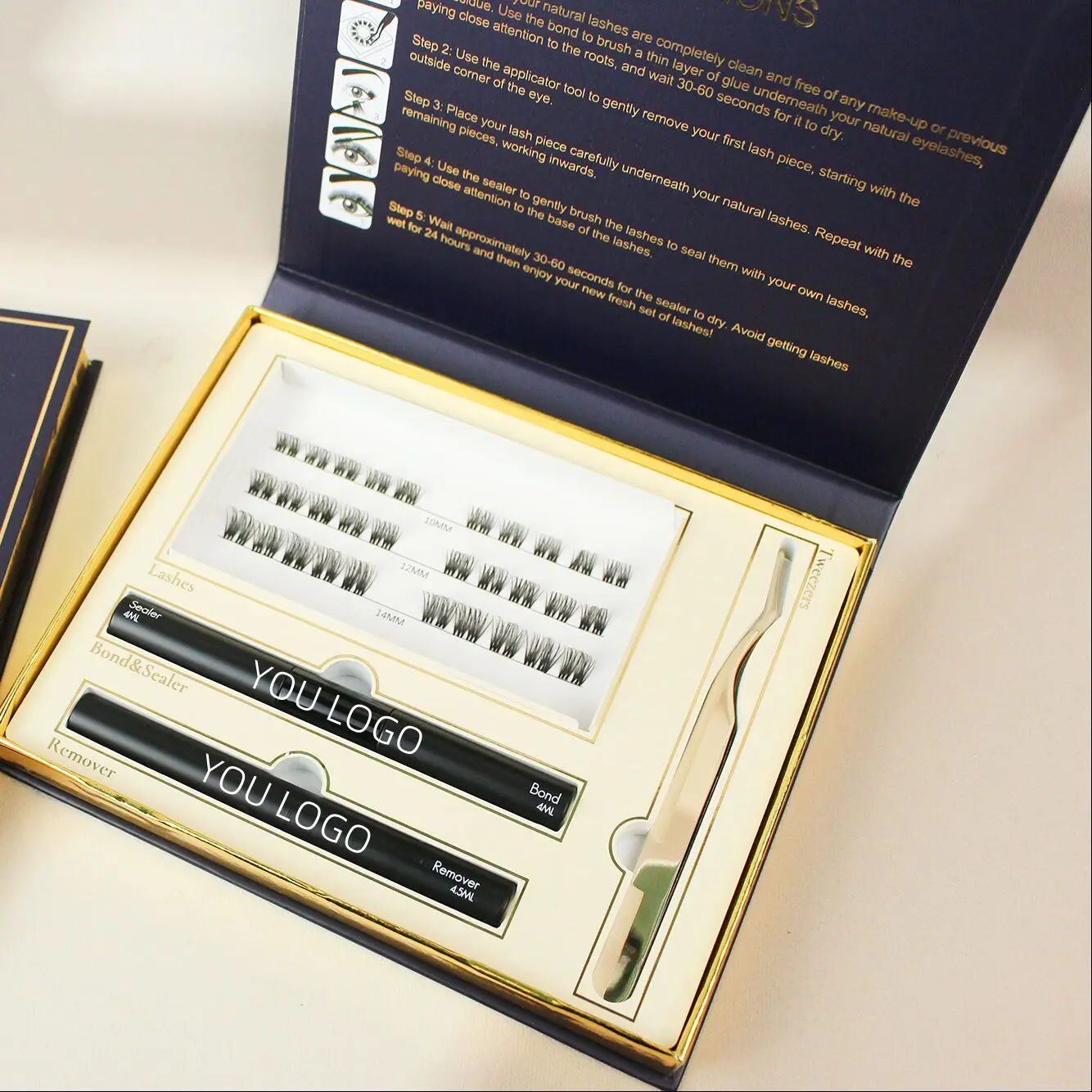 Wholesale pre glue lash cluster Private Label Individual Eyelash Cluster Extensions Pre Cut Segment DIY Lash Extension Kit