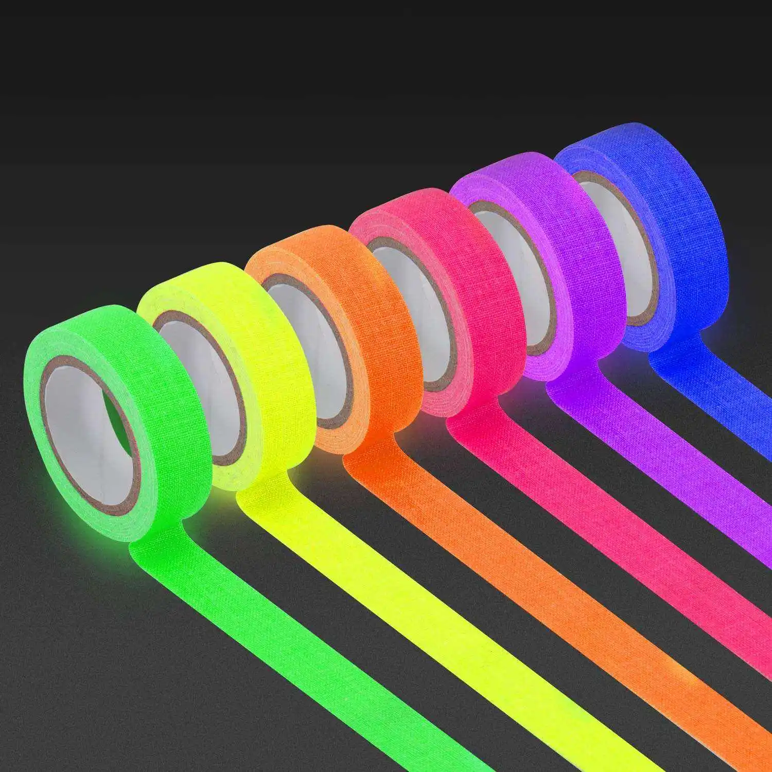 ANTI Hot Sale 6 Colors UV Tape Blacklight Reactive Fluorescent Cloth Tape Glow in The Dark Tape Under UV Black Light