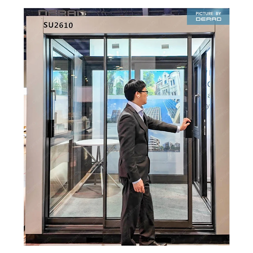 Office Meeting Room Sliding Door Apartment Commercial Aluminum Alloy Profile Double Glass Sliding Door