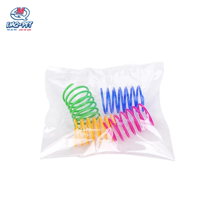 4Pcs Plastic Spring Cat Toy Colorful Coil Spiral Springs Pet Action Wide Durable Interactive Toy