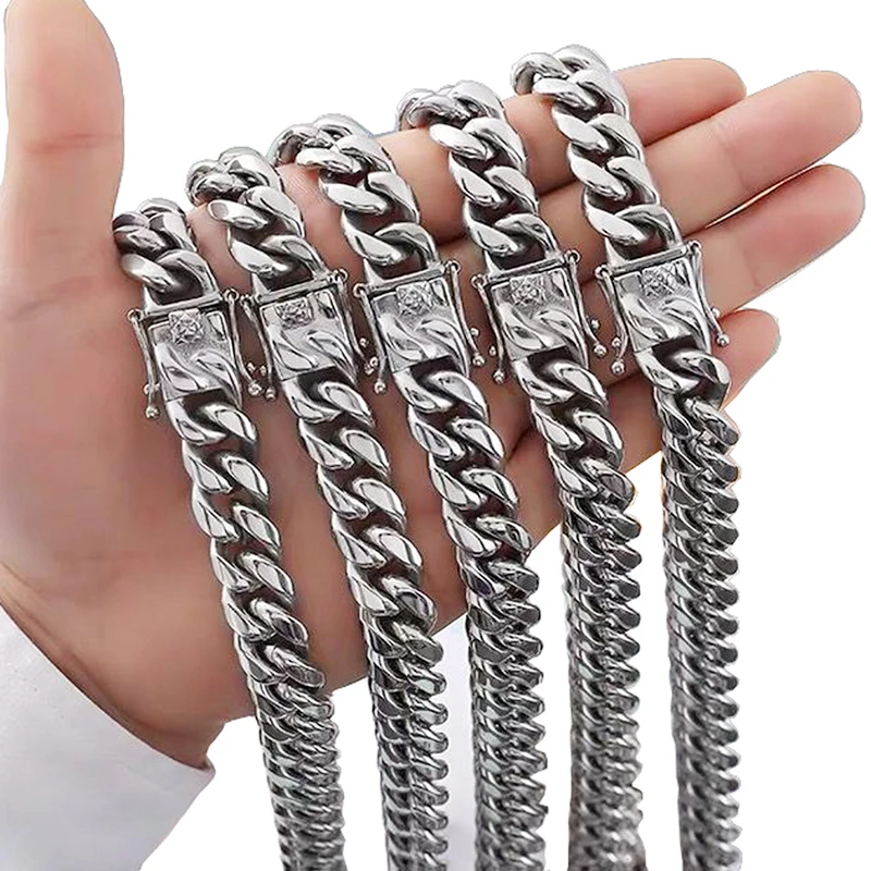 Acier Inoxydable Cadena Cubana Titanium Stainless Steel Cuban Link Chain