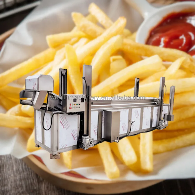 Deep Fryer Automatic Fried Chicken Meat Potato Chips Snack Frying Production Processing Line Frozen French Fries Making Machine
