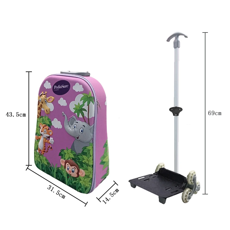 Detachable Trolley School Bags Children Backpack Two Ways Use Removeable Kids School Bag