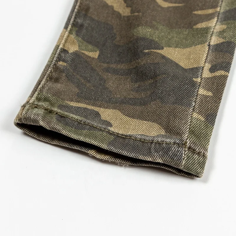 YUEGE Custom New Style Jean For Man Military Camouflage Ripped Distressed Denim Pants