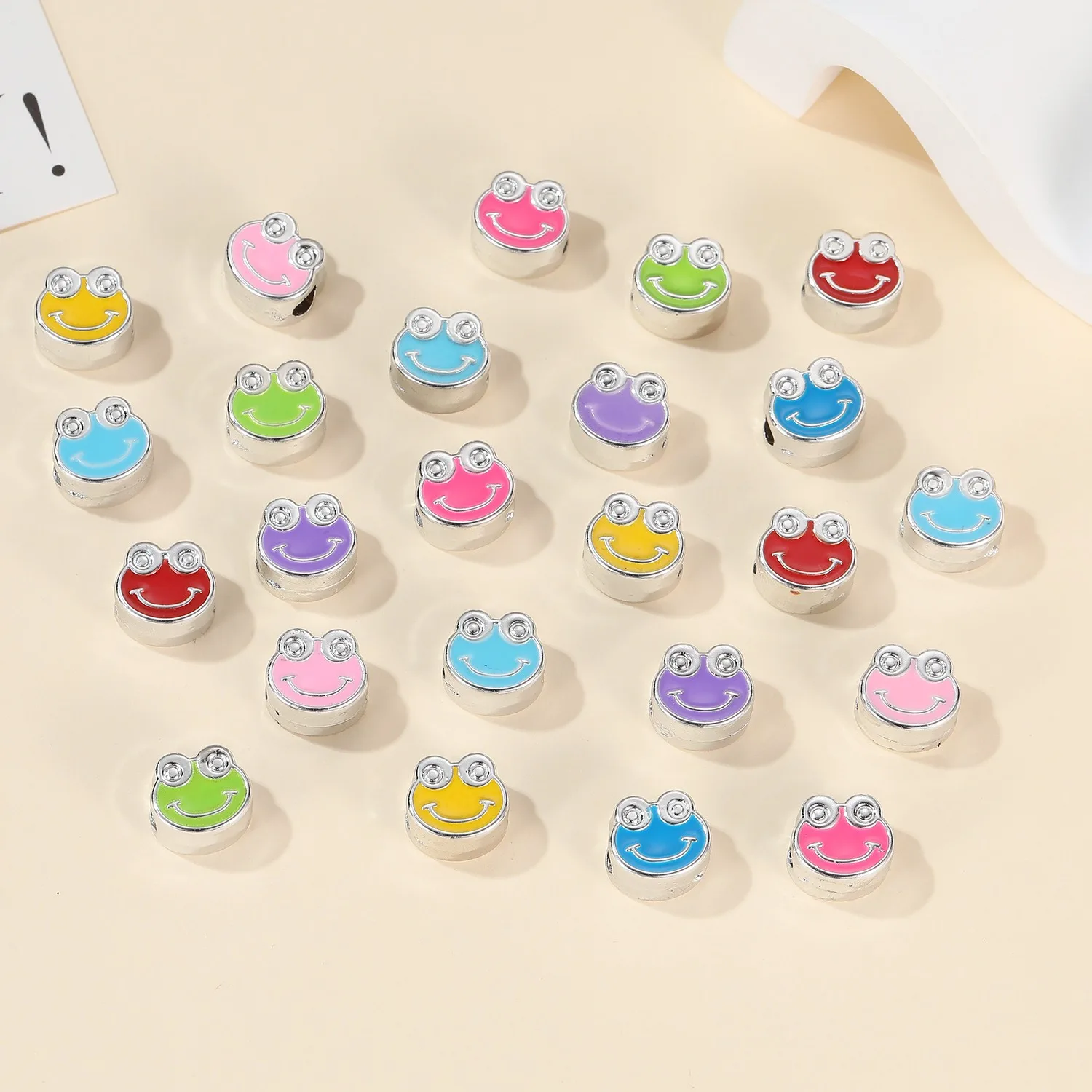 Cartoon Resin Large Hole Beaded enamel Cute Colorful Frog Beaded Bracelet Necklace Weaving Rope Loose Beads