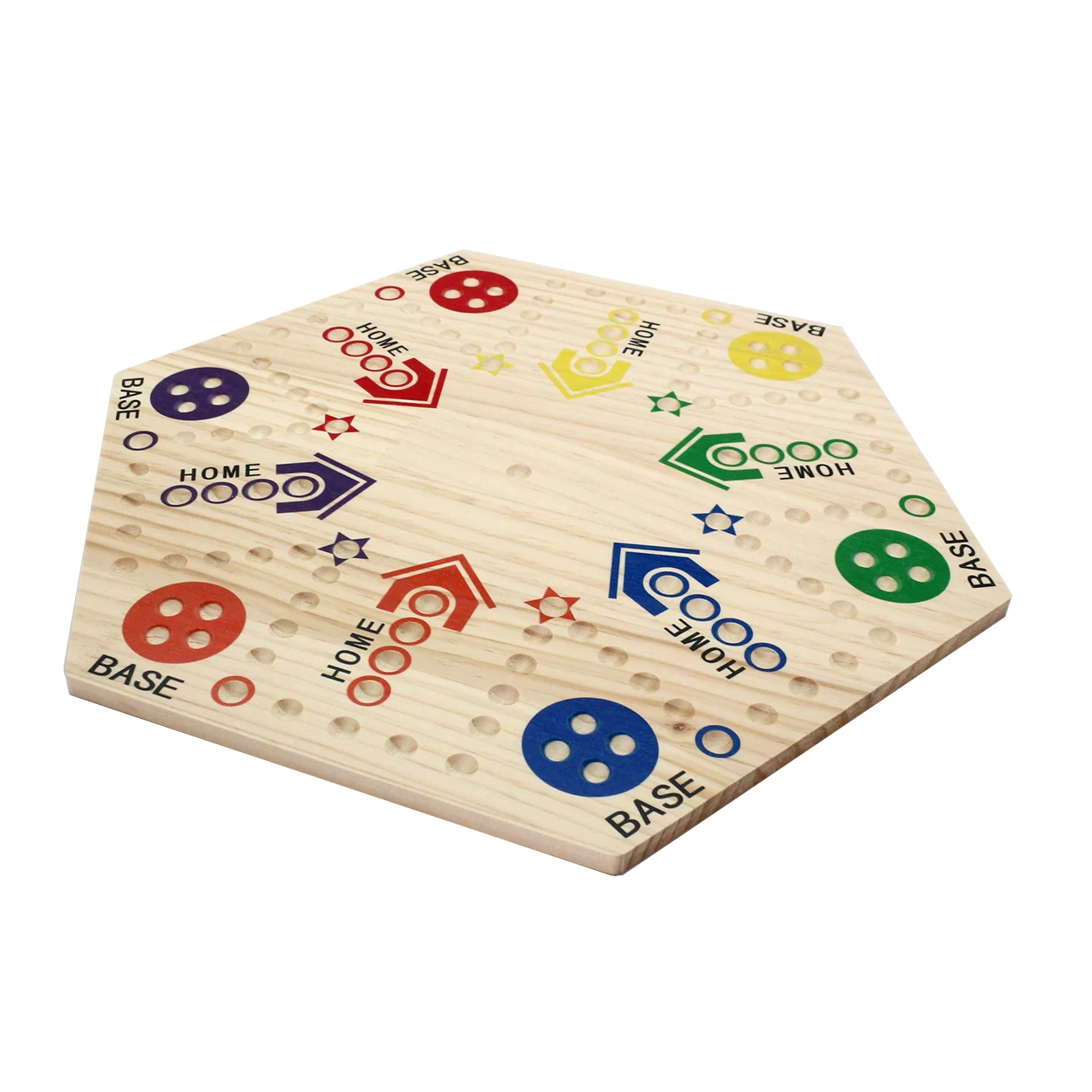 Marble Board Game Double-Sided Wooden Board with 30 Marbles  6 Dice Colorful Wahoo Marble Ludo Game Kit for 2-6 Players