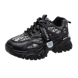 Wholesale fashion ladies girls hight increasing walking style sepatu white casual sport platform chunky sneakers shoes for women