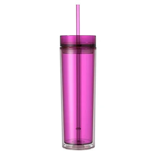 Straw Skinny Acrylic Tumbler CLASSIC Mugs Drinkware Giveaways Factory Price Wholesale Skinny Tumbler Plastic BPA Free 16oz