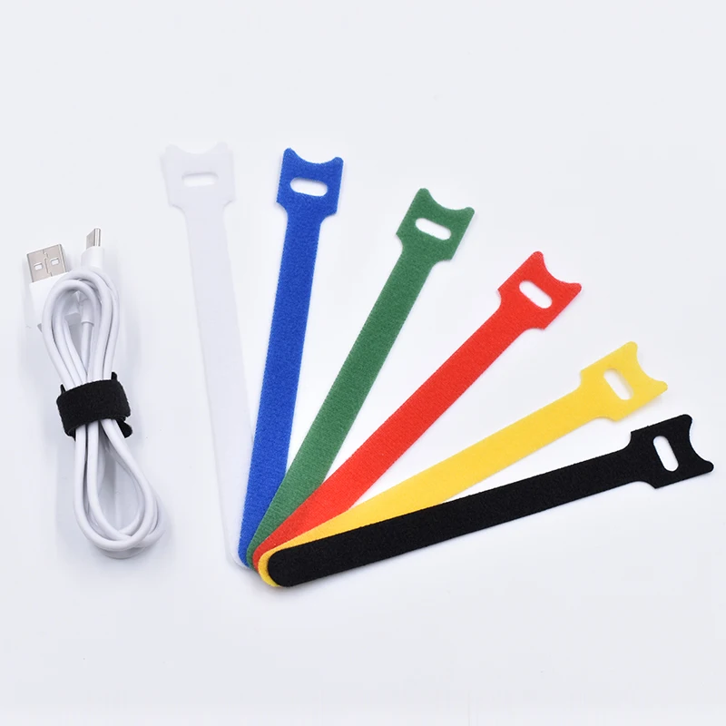 6inches length colorized reusable hook and loop reusable cable ties wraps