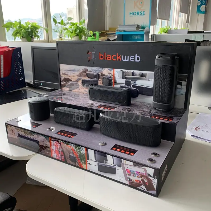 Customizable Supermarket shelf Hot plastic Audio Merchandise Product Displays Music Speaker Accessories Acrylic Retail Displays