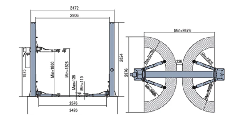 UE-8240P Luxury car specially equipped with hydraulic electric 2 post car lifts two post car lift for sale price