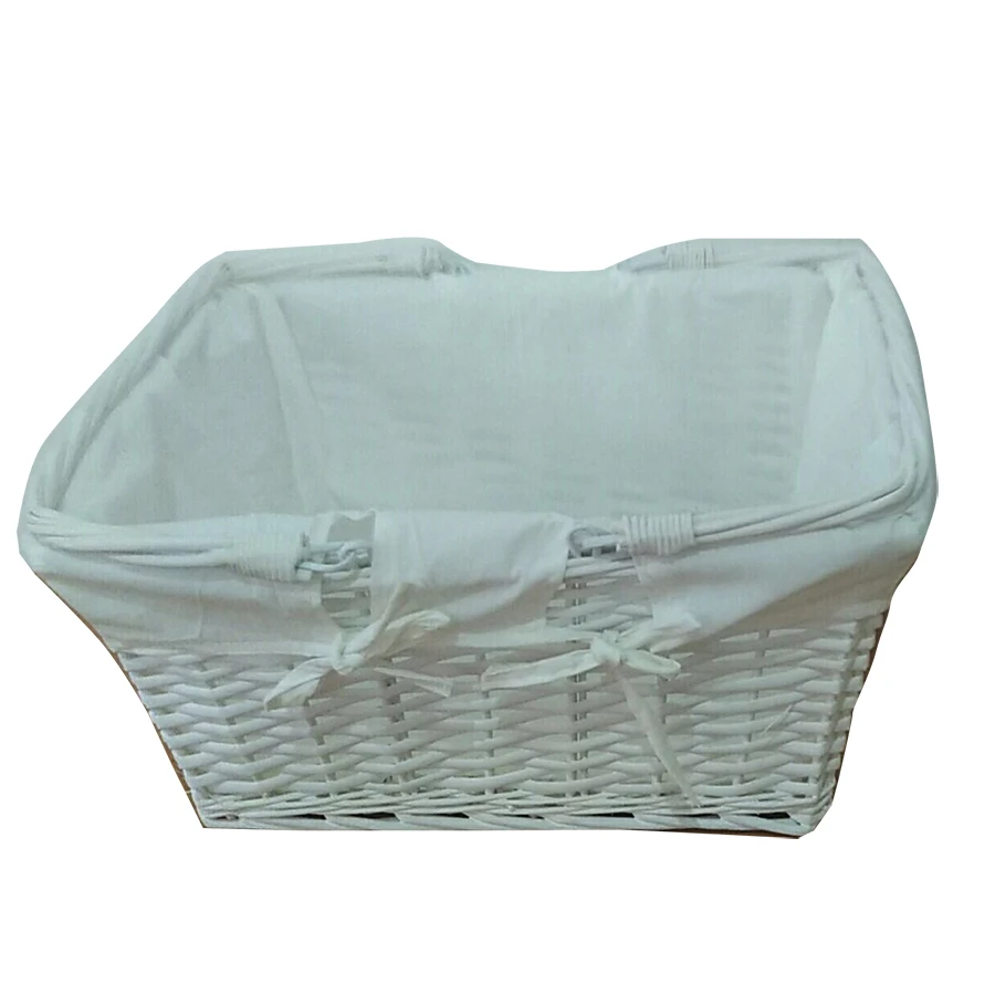 White Willow Woven Baskets With Double Handle Cream Liner For Christmas Gift Bread