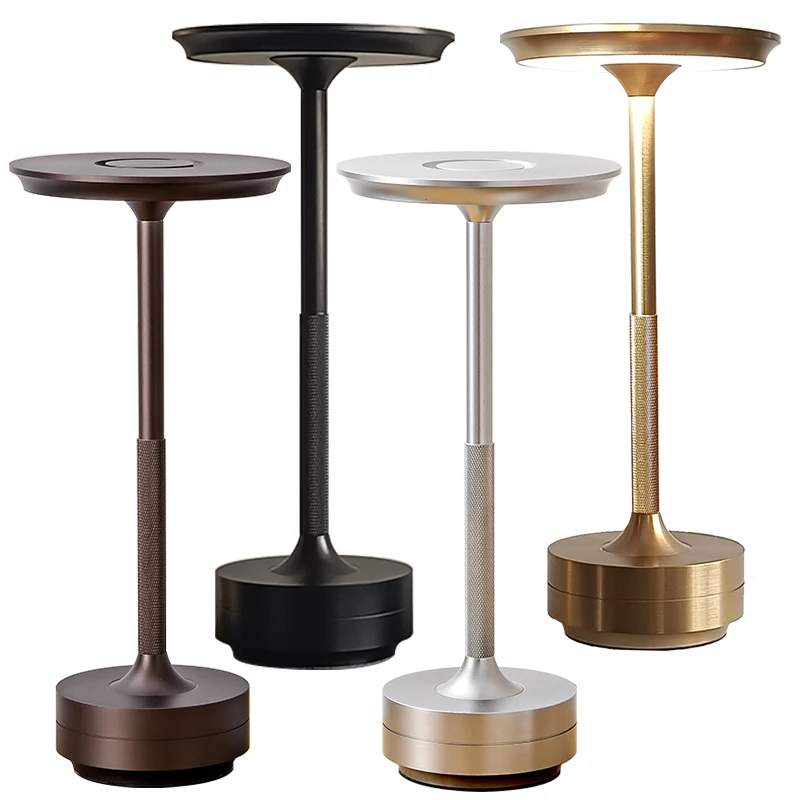Luxury Dinning hotel bedroom Fancy aluminum wireless portable rechargeable touch control dimmable LED table light