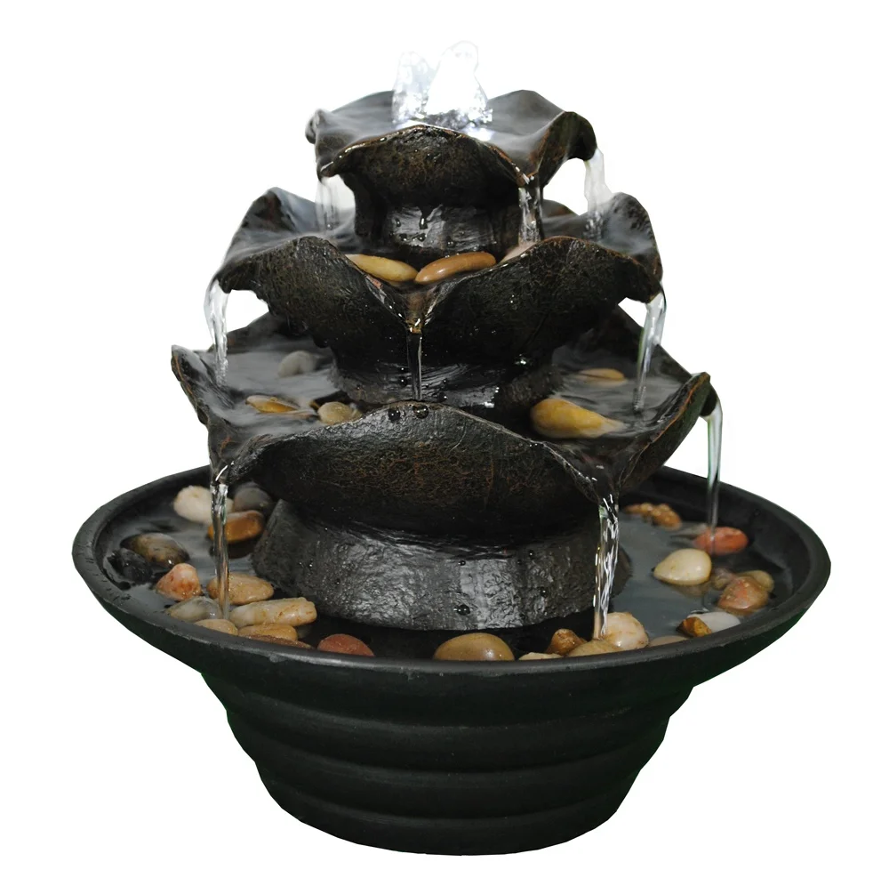 polyresin tiers waterfall  home decor small indoor water fountain desktop