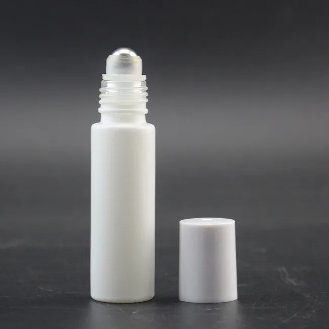 10ml black white frosted glass bottle 10 ml roll on empty glass bottles for attar essential oil perfume lip oil container