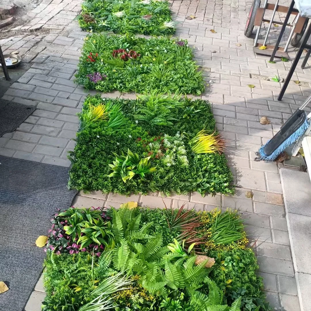 Artificial grass wall backdrop green plant wall panel Sun protection anti-UV outdoor garden landscaping decorative grass wall