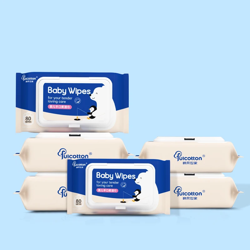 Factory wholesale portable baby hand and mouth wet wipes 80 counts pear embossing alcohol free