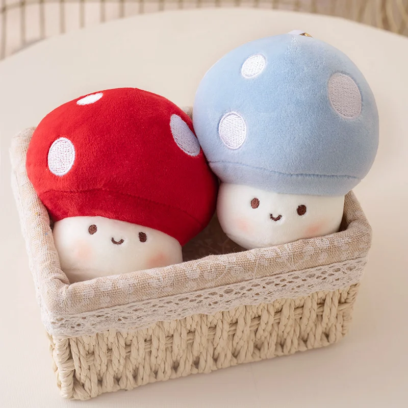 Cartoon Cute Stuffed Colorful Anime 10cm mushroom Plush Toy  Mushroom Doll Keychain  Creative Gift