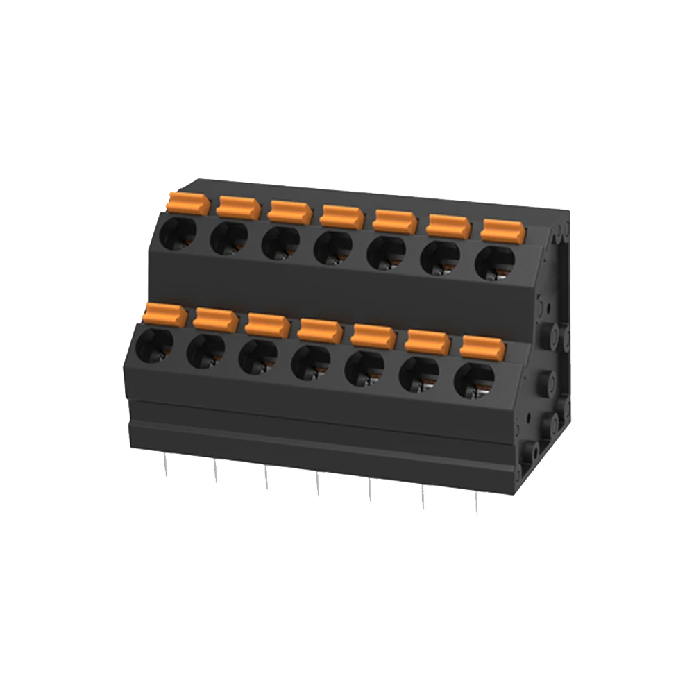 Screw-free electrical spring type 252-5.0 PCB quick terminal block black KF252H2-5.0MM Industrial Din Rail Mount Terminal Blocks