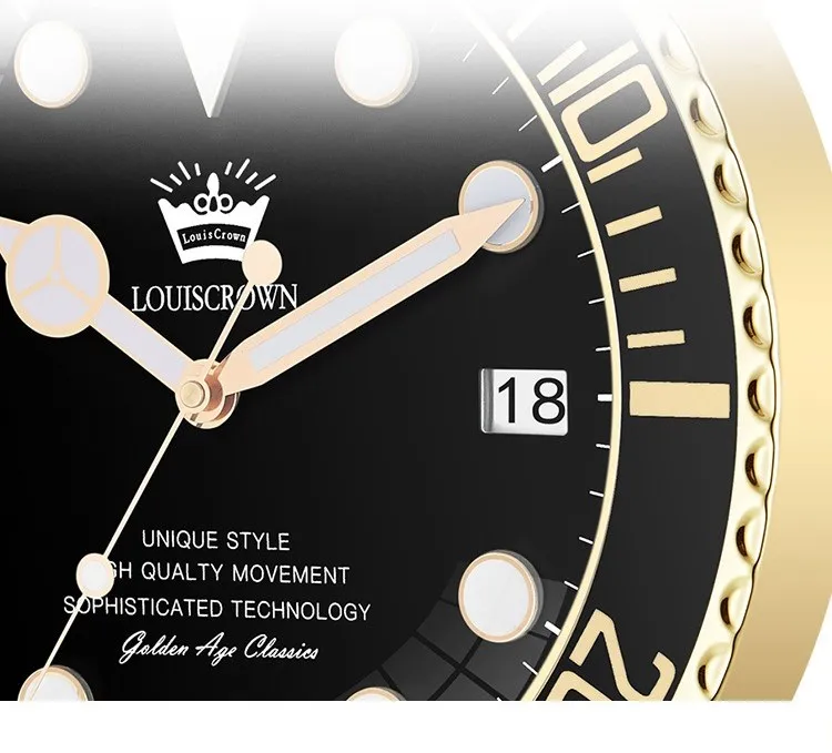 Hot sale ODM/OEM 14inch top grade wholesale wall watch clock luminous luxury roles wall clock with date display