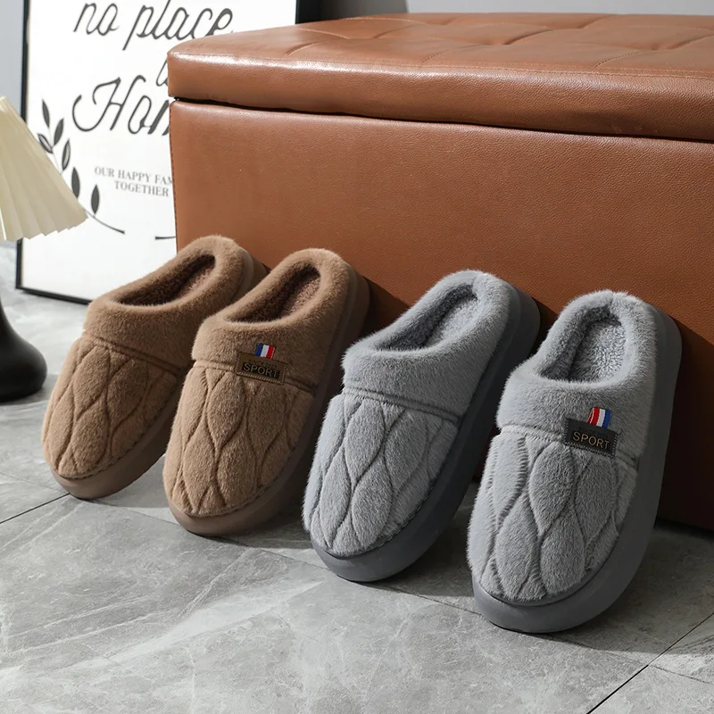 Cotton slippers for Men 2024 New Winter Indoor Plus Velvet Comfortable Warm Wool slippers Winter Plus Velvet Cotton slippers