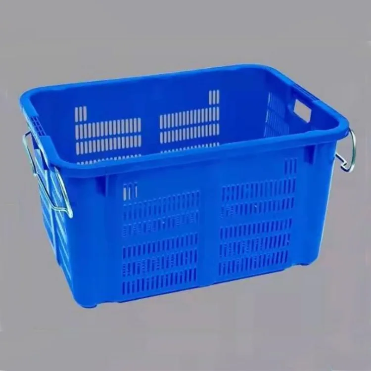 Light Ventilated Plastic Crates With Metal Handles Plastic Crate Nestable