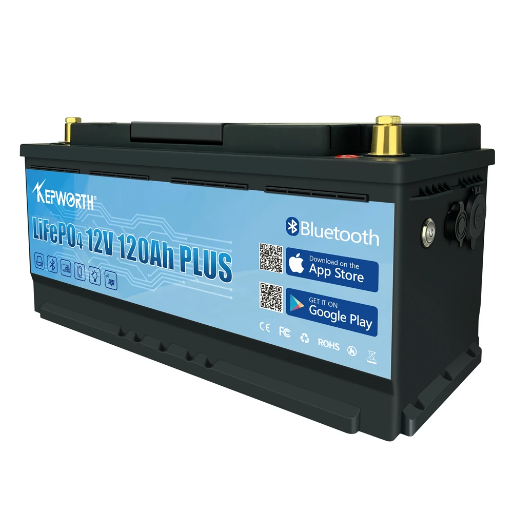 Eu Stock Waterproof Grade A 12V 100Ah 120Ah Bt LiFePo4 Battery Pack With Bms For Inverter Boat Motor With 10A Charger