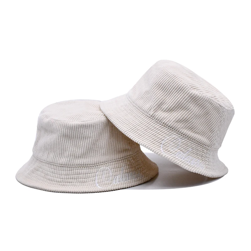 Wholesale Corduroy Foldable Bucket Hat Custom Embroidery Logo Fisherman Hat For Women Outdoor Sun Protection Caps
