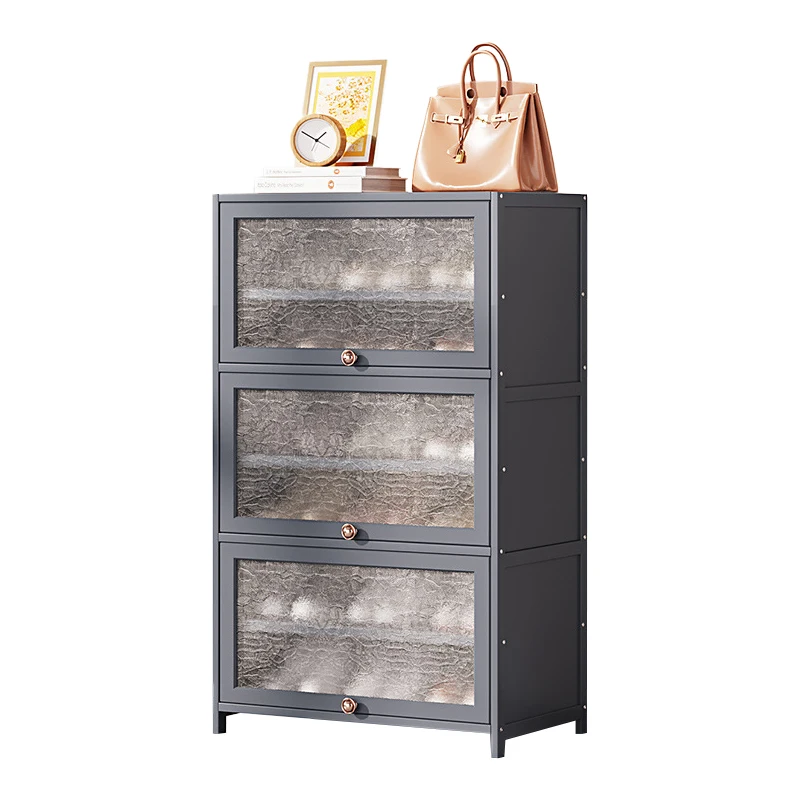 60/70/80cm- 7 tier Dustproof Shoe Cabinet, Large Capacity Shoe Rack Durable Bamboo Frame with Clear Acrylic Door