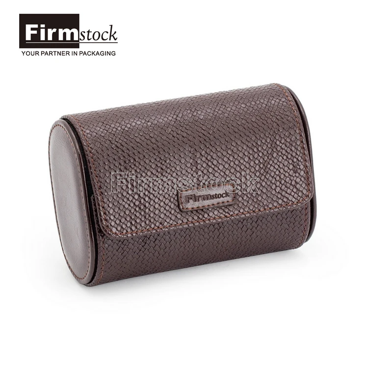 faux diamond watch rolled case single genuine leather storage travel watch roll felt pouch