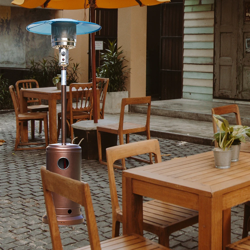 
stainless steel Outdoor gas Patio Heater 41000 BTU with Wheels Heater Umbrella Patio Heater 