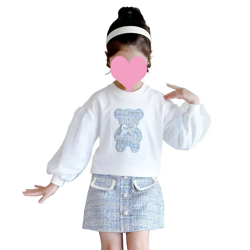 New Korean Style Spring Autumn Children Outfits 2pcs Hoodies+Skirt Casual Teenagers Girl Dress Clothes Sets