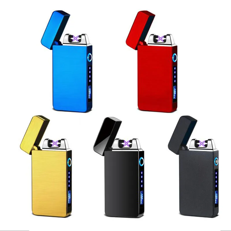  Светодиодная Зажигалка со светодиодным дисплеем питания USB-зарядка импульсная зажигалка горячая Распродажа плазменная для сигар с двойной дугой ветрозащитная Электронная