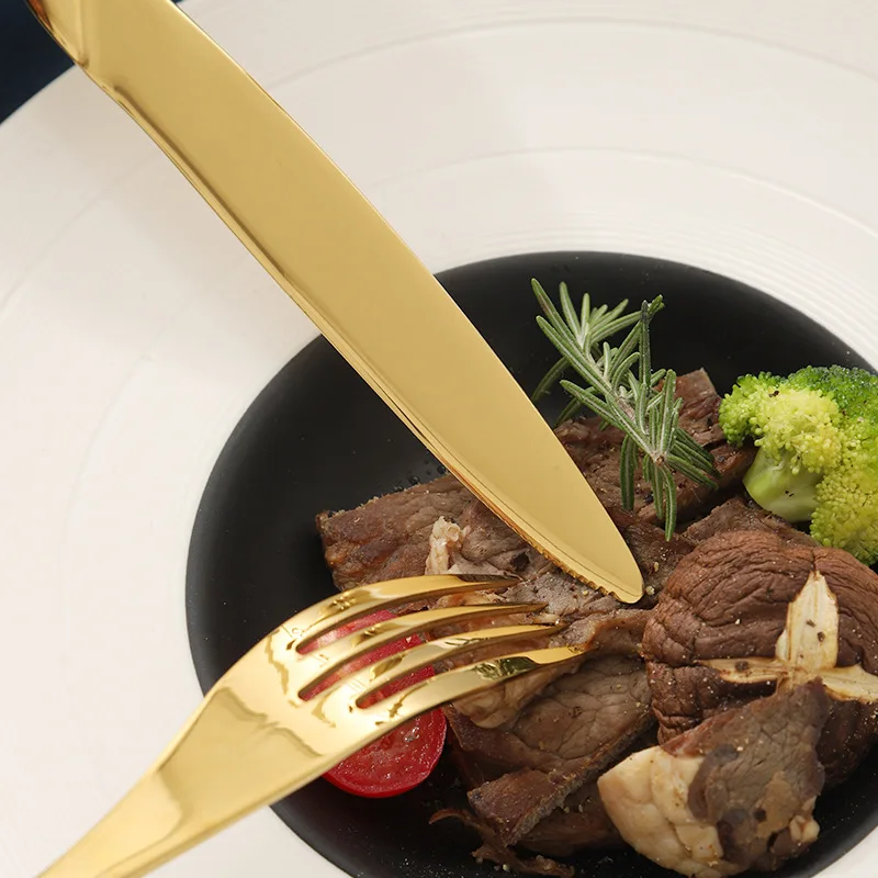 New design Silverware High Quality Restaurant 5Pcs Cutlery Silverware 18/0 Bulk Stainless Steel Gold Flatware For Wedding