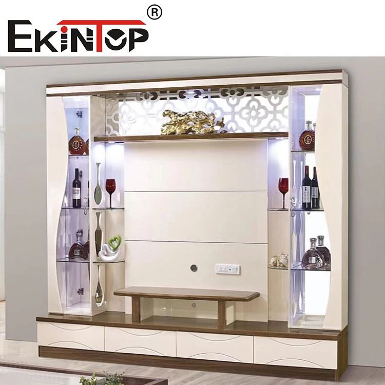 Ekintop Modern Wooden Tv Cabinet Living Room Table And Wine Cabinet Home Furniture Storage Luxury Wall Tv Stand