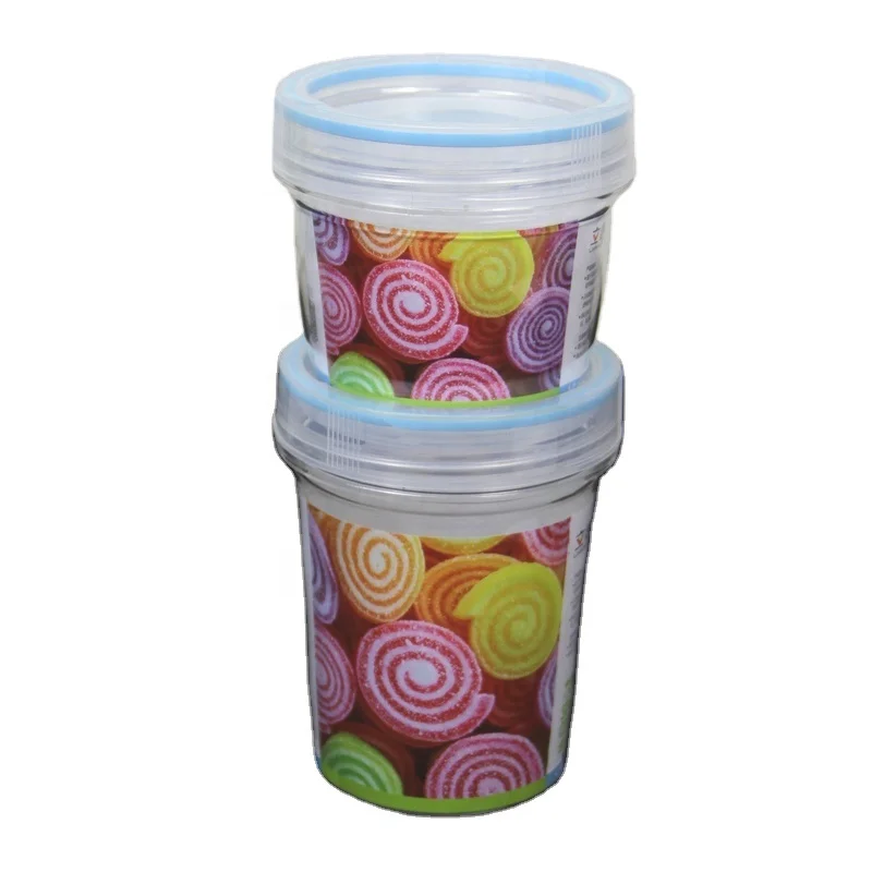 Adorable Storage Seal Pot PET Container Food Grade Plastic Candy Jar Stackable Airght Bottle 400+250ml